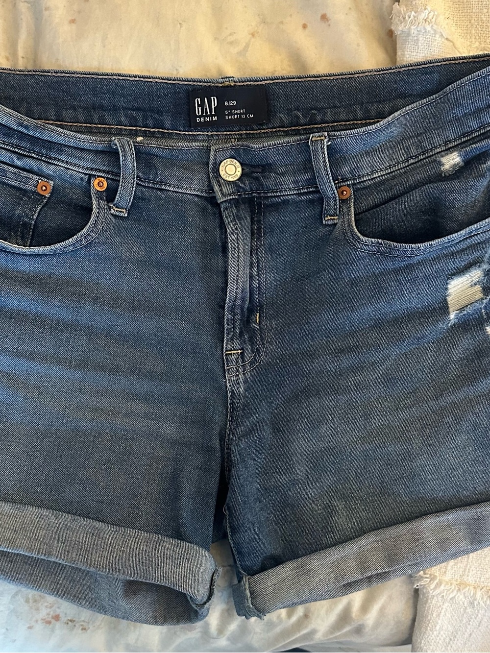 GAP Dark Blue Denim 5" Short Waistband Button Closure